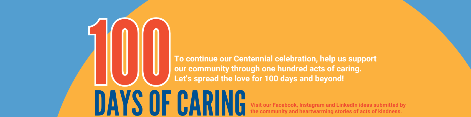 100 days of caring banner