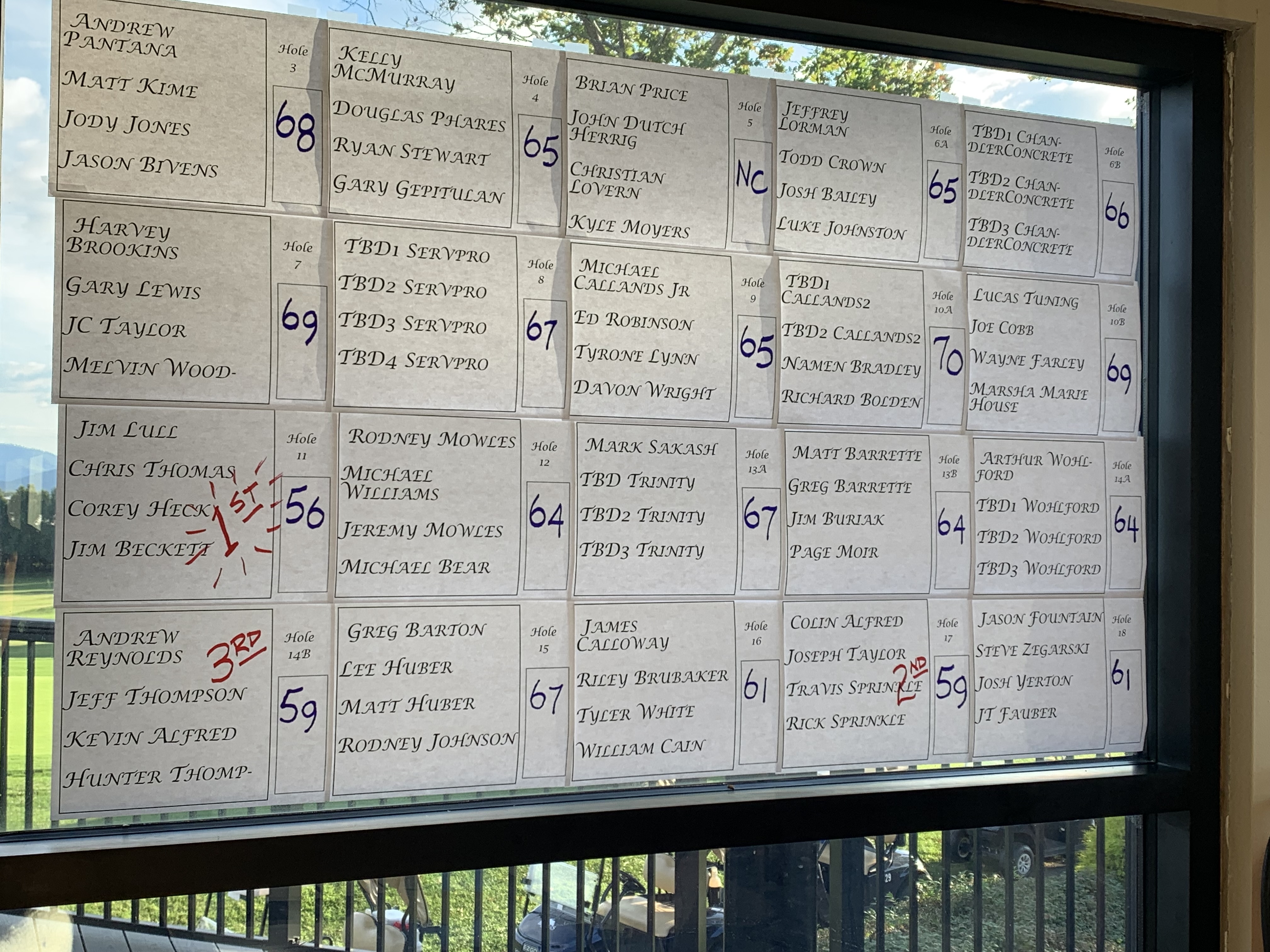 Golf Tournament Score Cards
