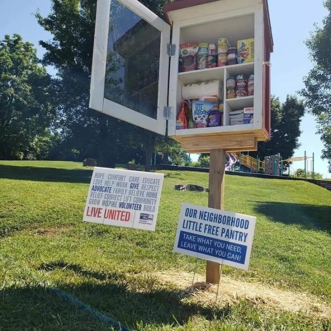 A free pantry with its door open
